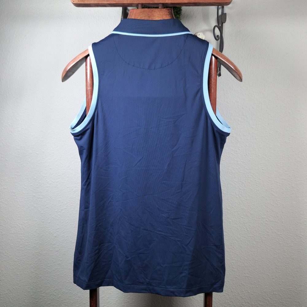 Peter Millar Golf/Tennis Polo Sleeveless Zip Neck Pink Trim Embroidered Logo Med - Picture 4 of 7
